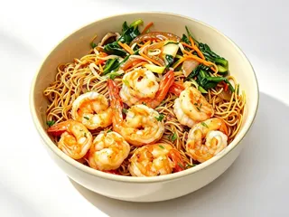 Nouilles sautées aux crevettes